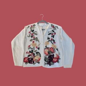 Vintage 80s colorful fruit cardigan